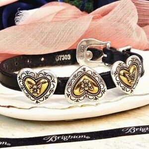Brighton VTG 1994 Leather Heart 2 Tone Bracelet